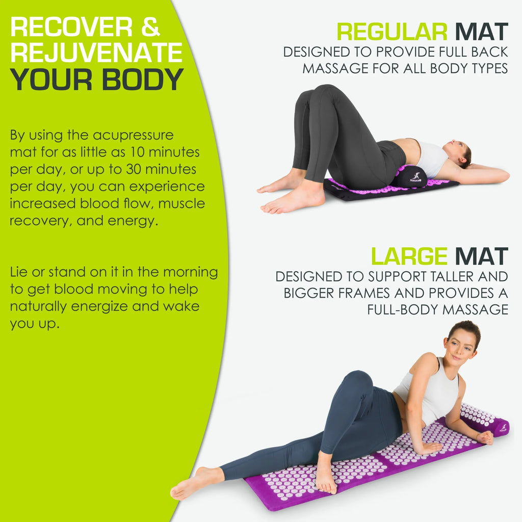 Acupressure Mat and Pillow Set for Back/Neck Pain Relief and Muscle Relaxation