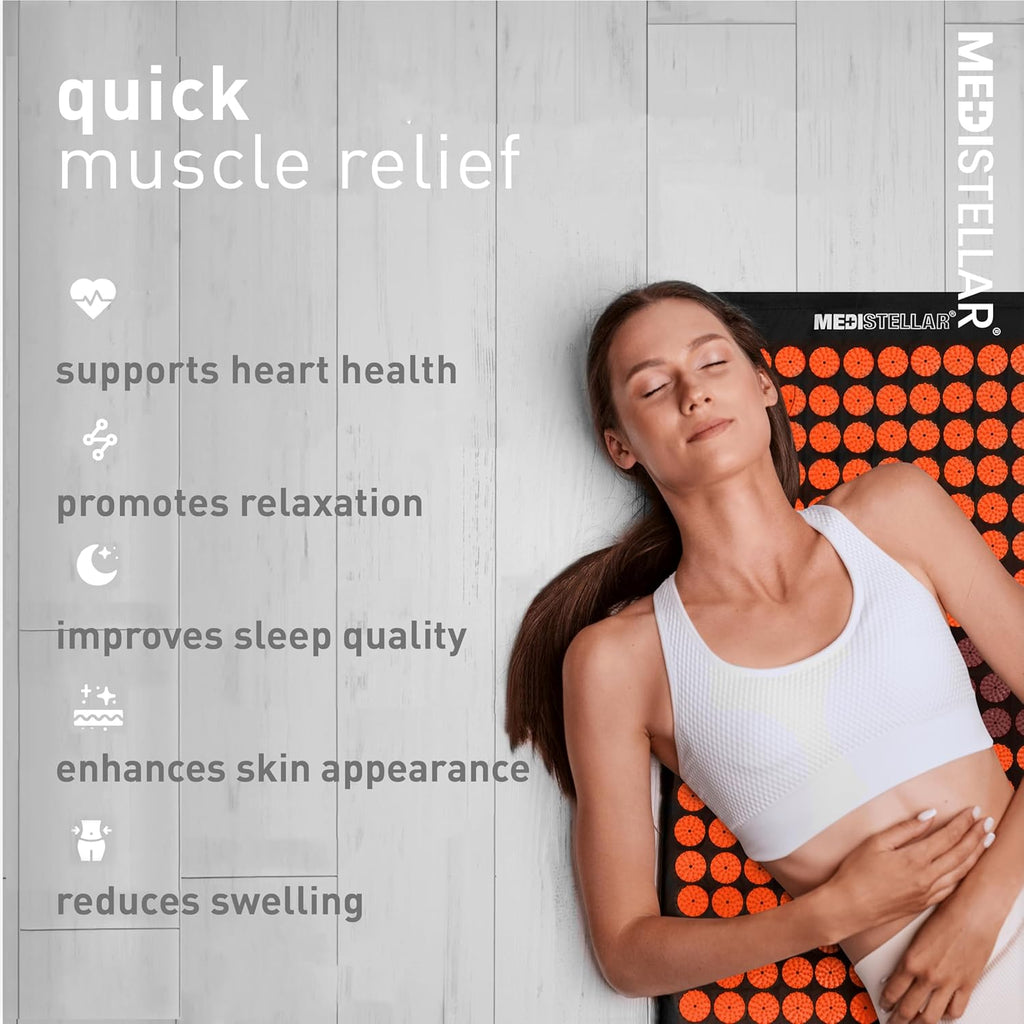 Premium Acupressure Massage Mat - Spiked Therapy Pad for Back Pain Relief - Stress Reduction & Muscle Recovery - Neck & Shoulder Relaxation - Better Sleep & Improved Circulation