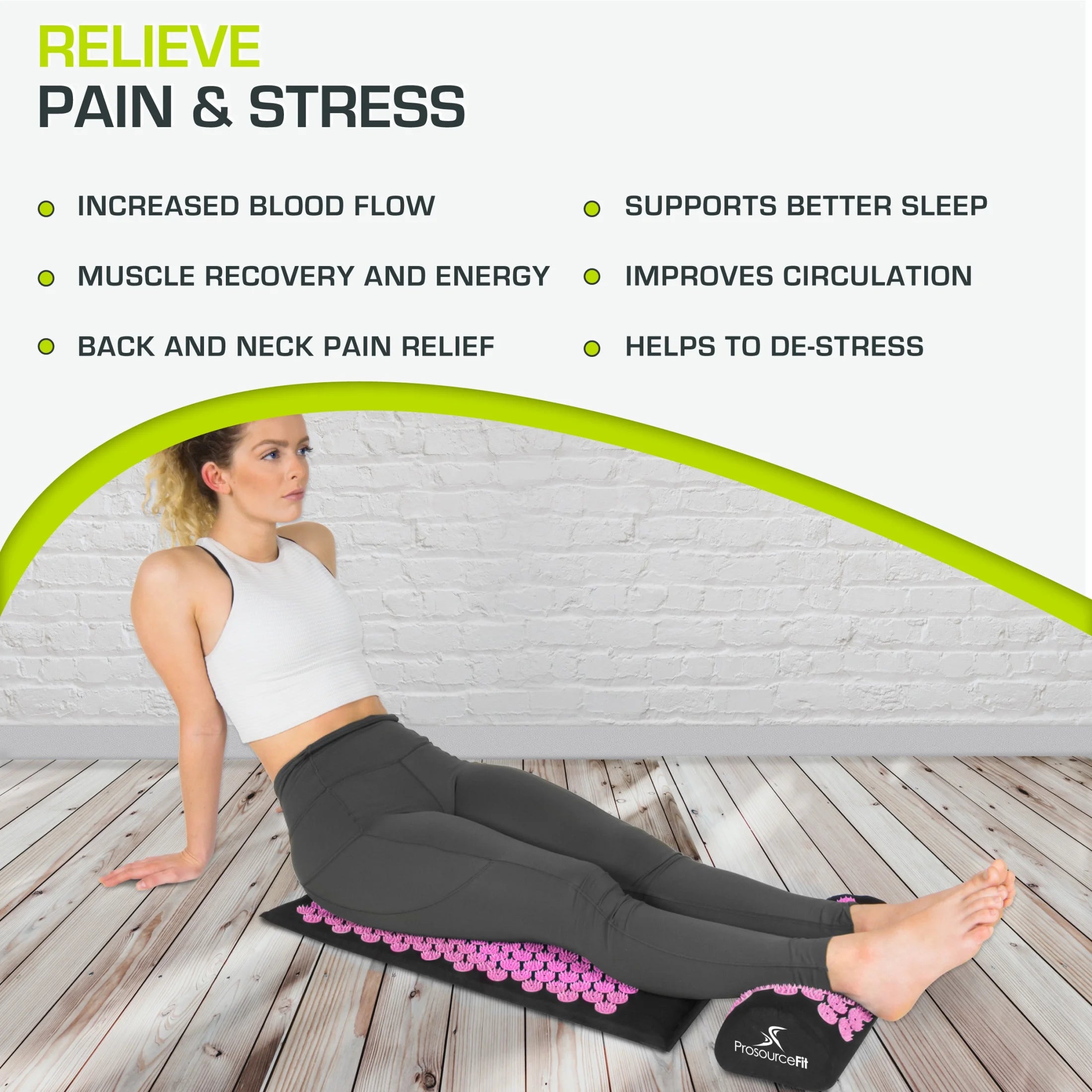 Acupressure Mat and Pillow Set for Back/Neck Pain Relief and Muscle Relaxation